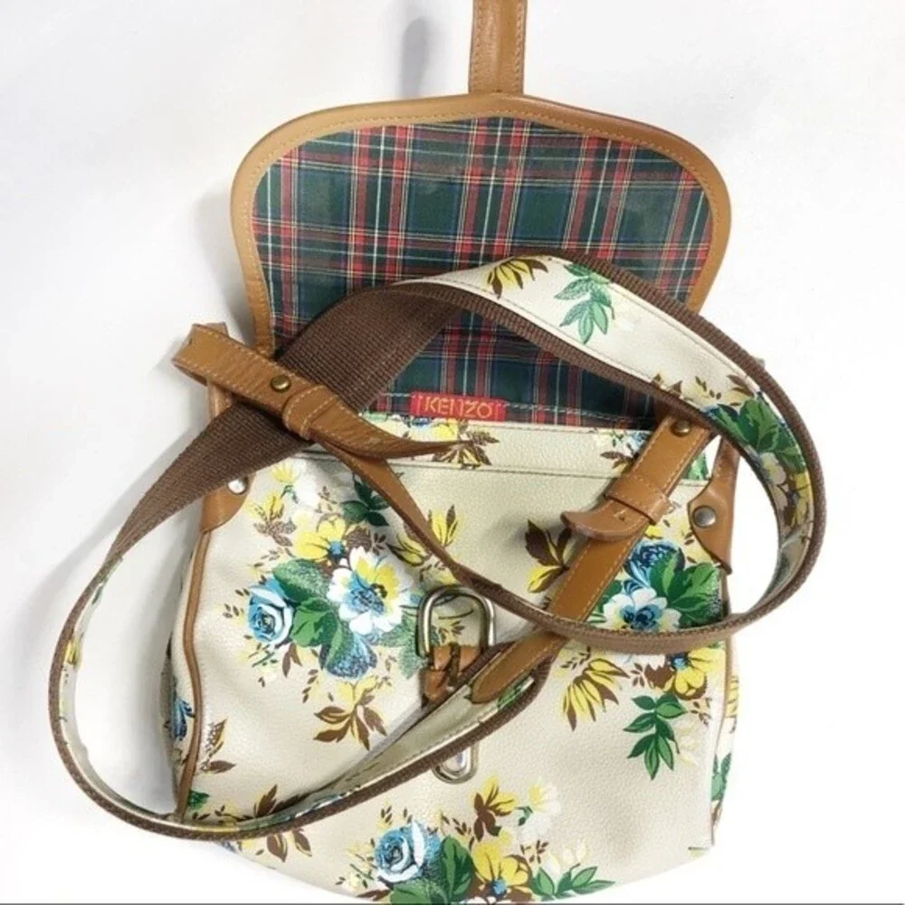 Kenzo Paris Floral and Tan Small Crossbody Bag